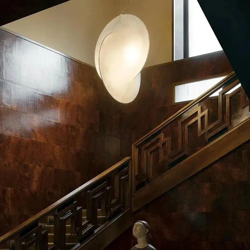 Japanese Silk Ellipse Pendant Light