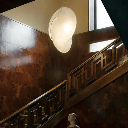 Japanese Silk Ellipse Pendant Light