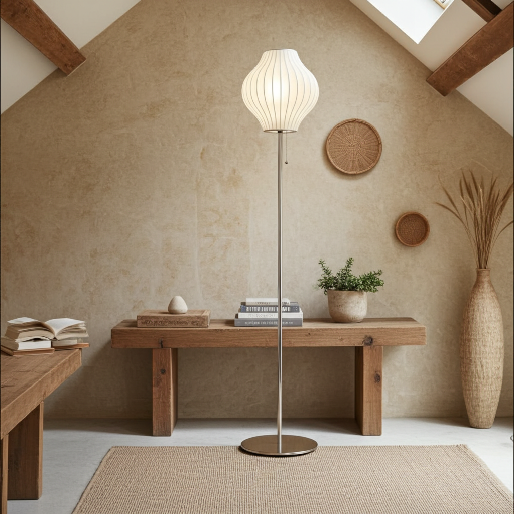 Japanese Silk Wabi Sabi Table & Floor Lamp