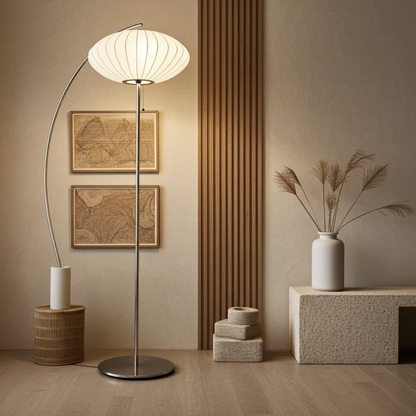 Japanese Silk Wabi Sabi Table & Floor Lamp