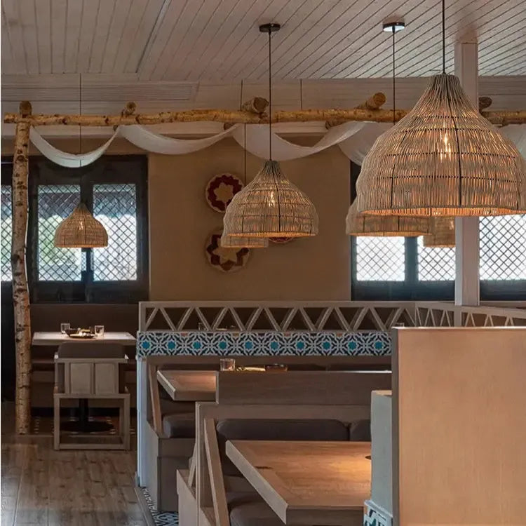 Japanese Style Wooden Woven Handmade Pendant Light