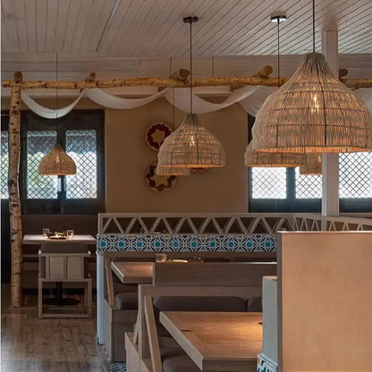 Japanese Style Wooden Woven Handmade Pendant Light