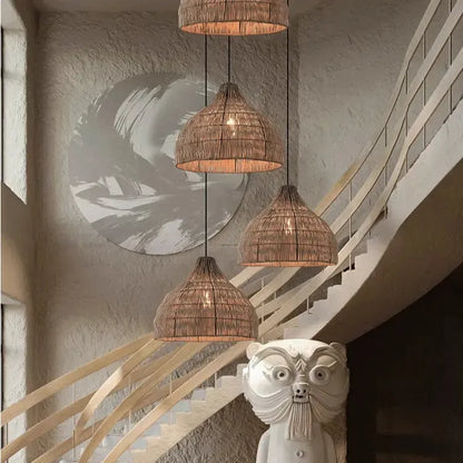 Japanese Style Wooden Woven Handmade Pendant Light