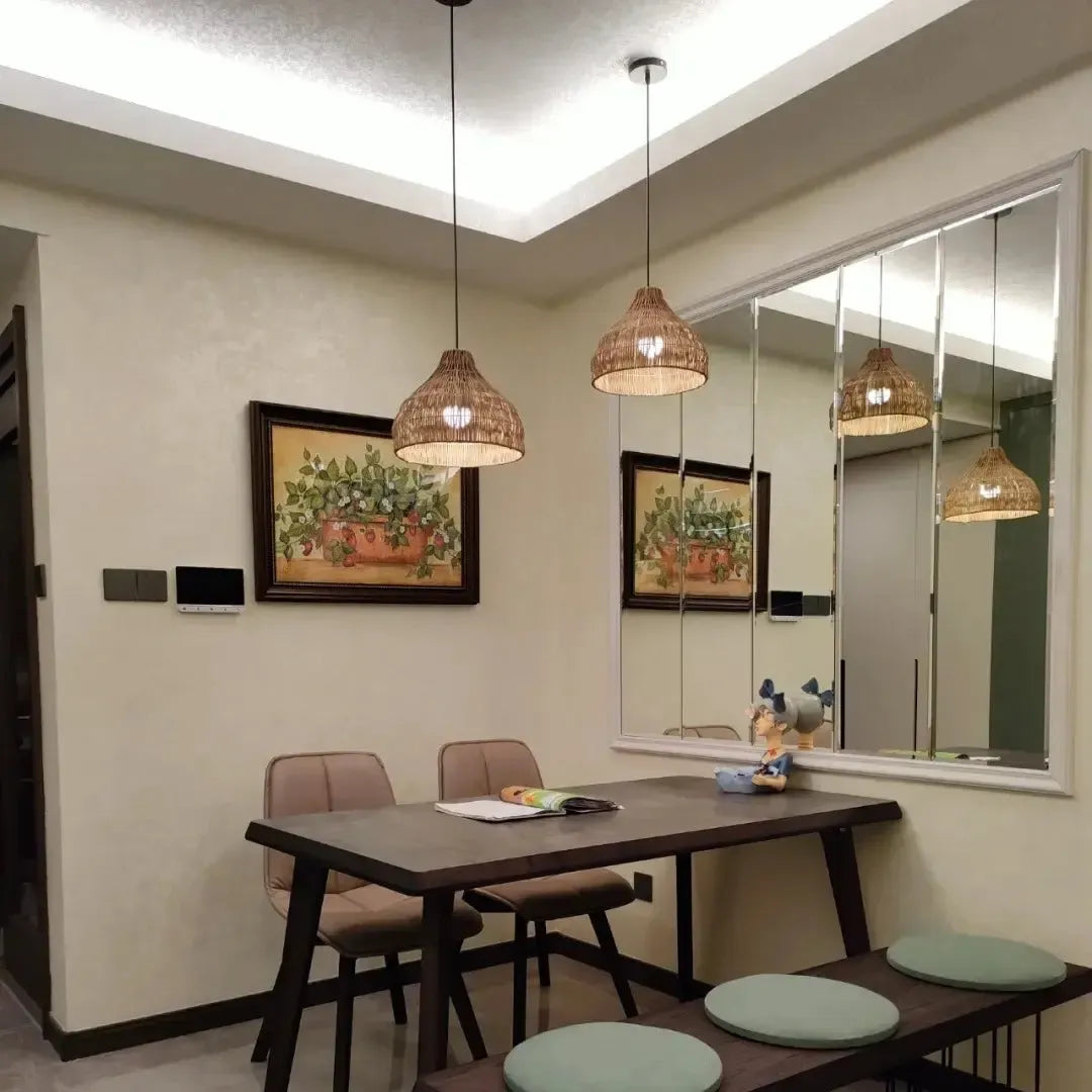 Japanese Style Wooden Woven Handmade Pendant Light