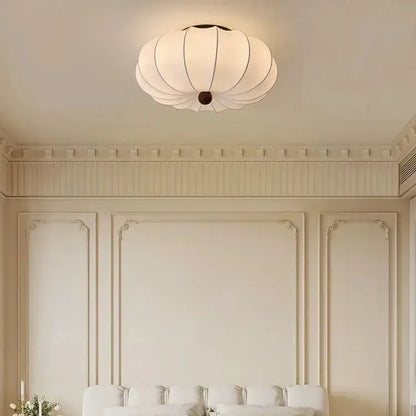 Japanese Vintage Fabric & Wood Ceiling Light