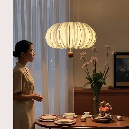 Japanese Wabi Sabi Curved Fabric Chandelier