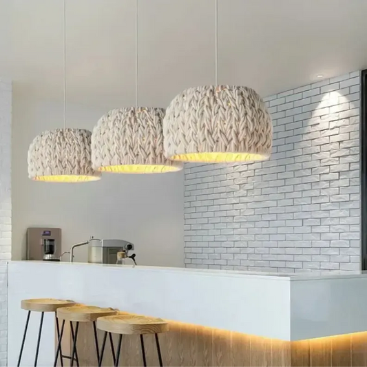 Japanese Wabi Sabi Hand Knitted Rope Pendant Light