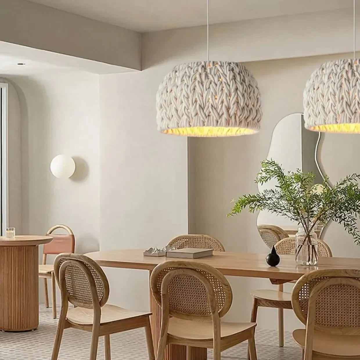 Japanese Wabi Sabi Hand Knitted Rope Pendant Light