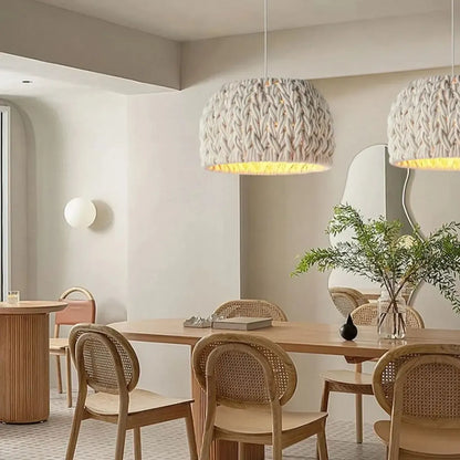 Japanese Wabi Sabi Hand Knitted Rope Pendant Light