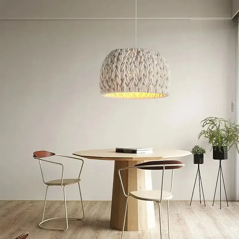Japanese Wabi Sabi Hand Knitted Rope Pendant Light