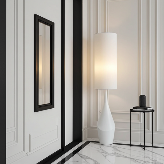 Japanese Wabi Sabi Handmade Cream Fabric Floor Lamp