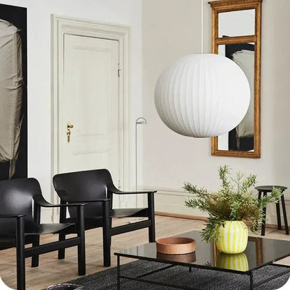 Japanese Wabi Sabi Silk Sphere Pendant Light