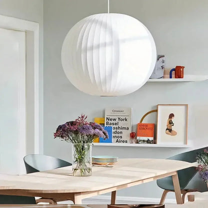 Japanese Wabi Sabi Silk Sphere Pendant Light