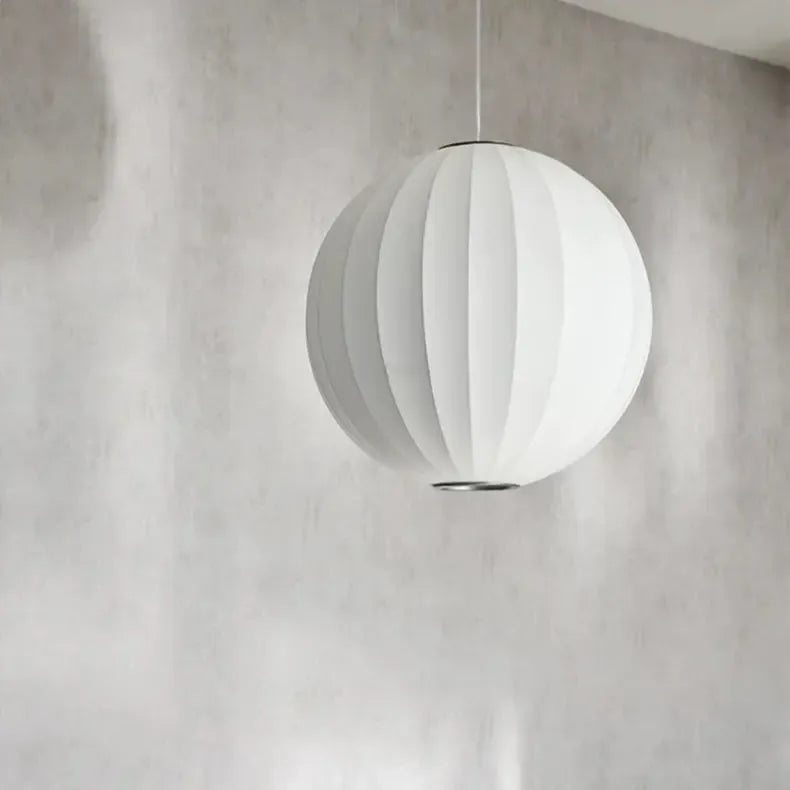 Japanese Wabi Sabi Silk Sphere Pendant Light