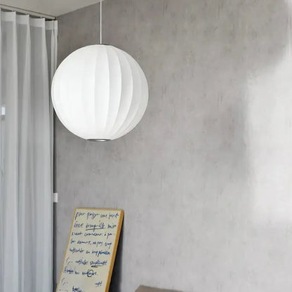 Japanese Wabi Sabi Silk Sphere Pendant Light