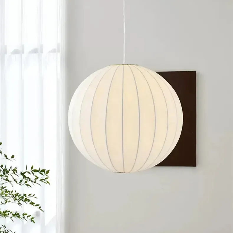 Japanese Wabi Sabi Silk Sphere Pendant Light