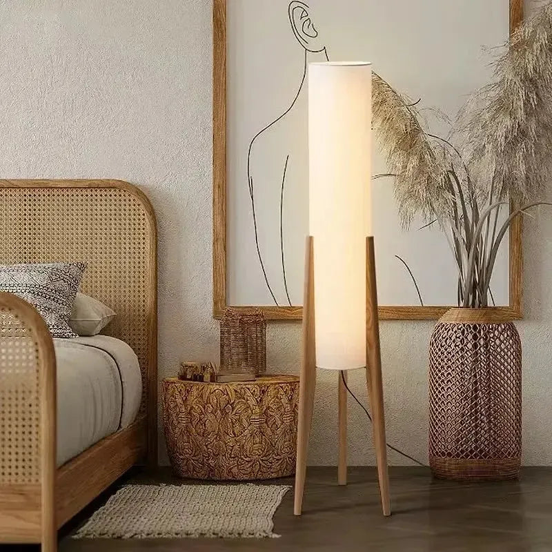 Japanese Wabi Sabi Solid Wood Floor Lamp