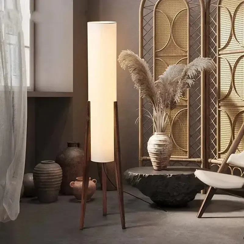 Japanese Wabi Sabi Solid Wood Floor Lamp