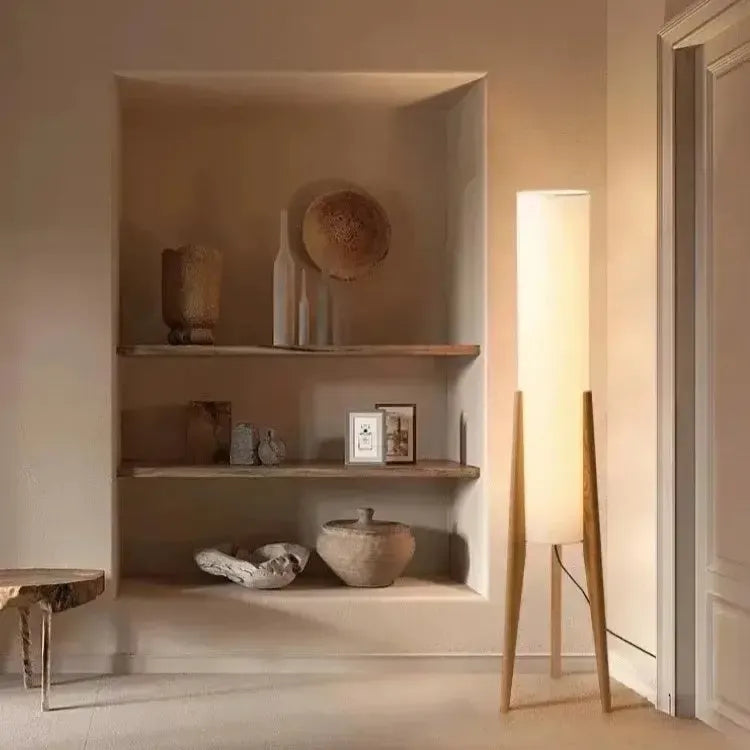 Japanese Wabi Sabi Solid Wood Floor Lamp