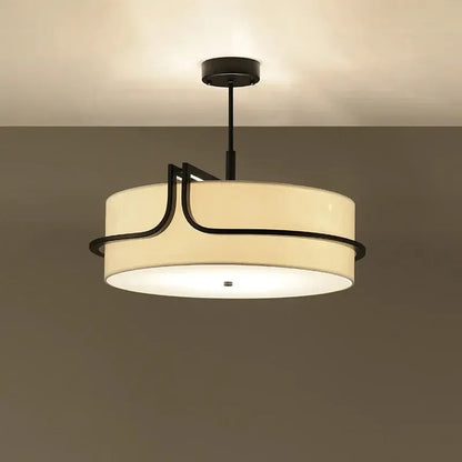 Japanese Wabi Sabi White Circular Fabric Chandelier