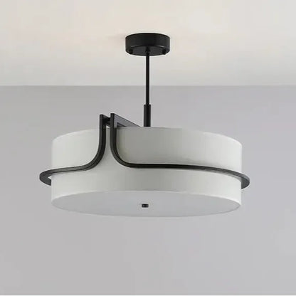 Japanese Wabi Sabi White Circular Fabric Chandelier