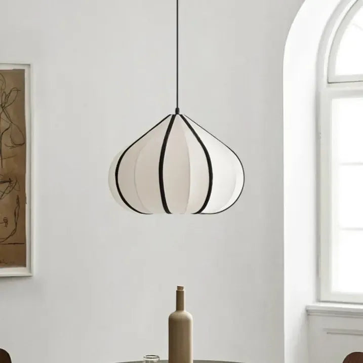Japanese Wabi Sabi White Fabric Pendant Light