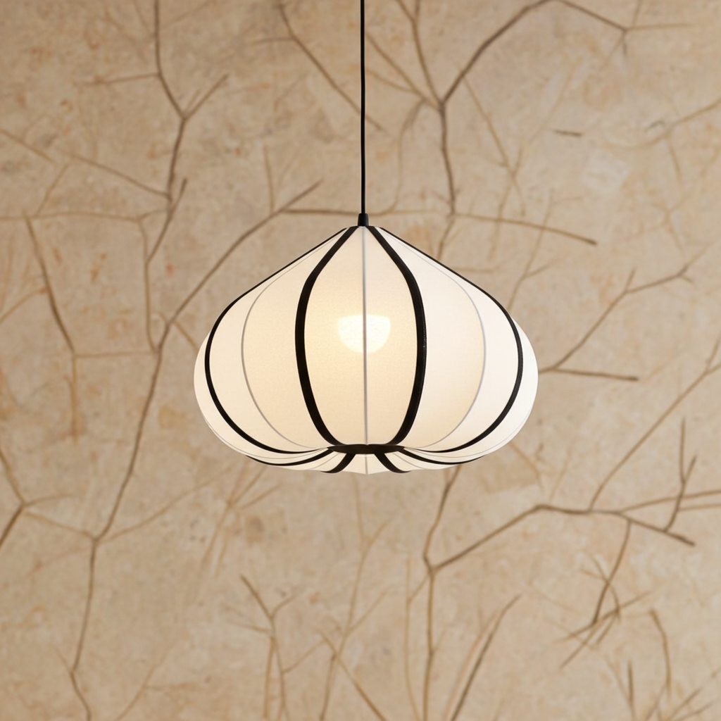 Japanese Wabi Sabi White Fabric Pendant Light
