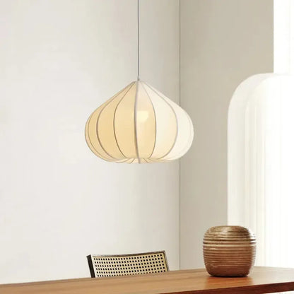 Japanese Wabi Sabi White Fabric Pendant Light