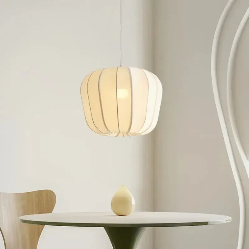 Japanese Wabi Sabi White Fabric Pendant Light