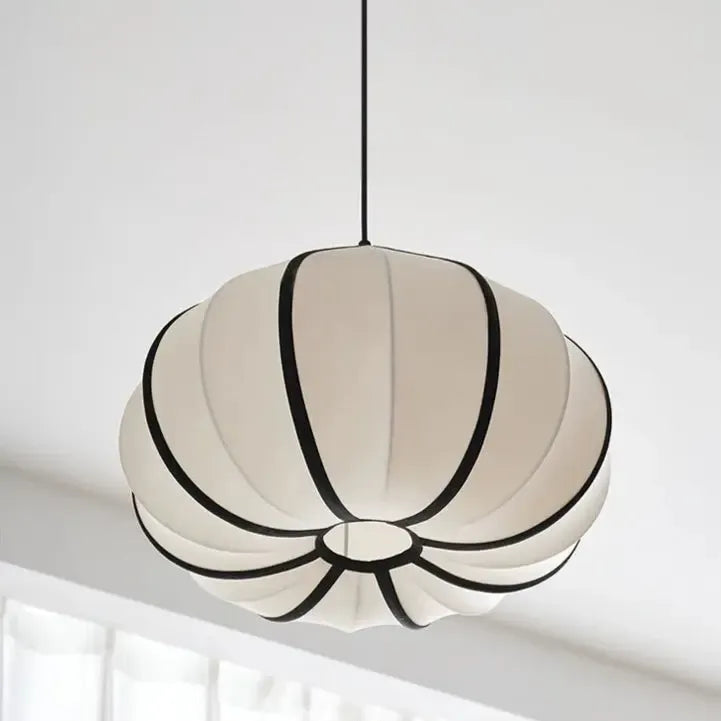 Japanese Wabi Sabi White Fabric Pendant Light