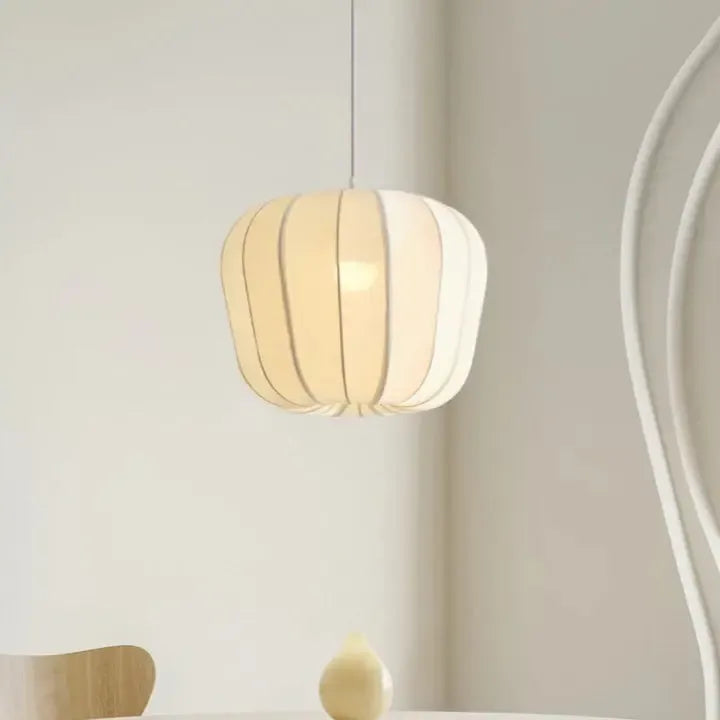 Japanese Wabi Sabi White Fabric Pendant Light