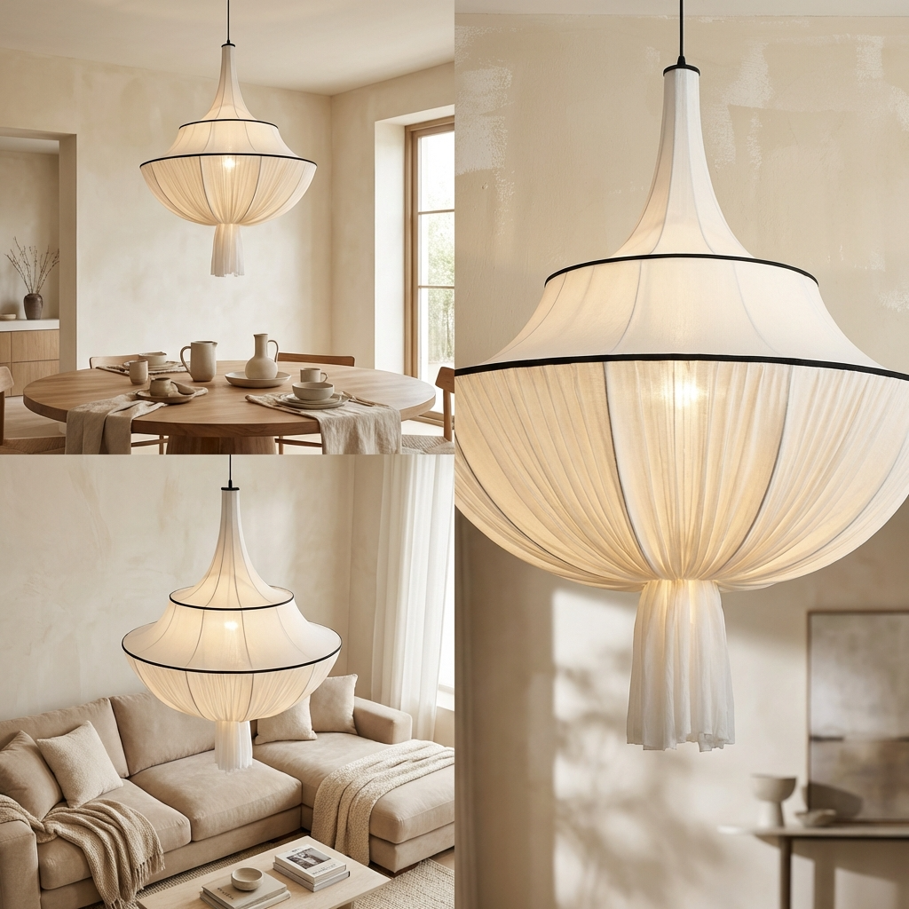 Japanese Cloth Drop Statement Chandelier