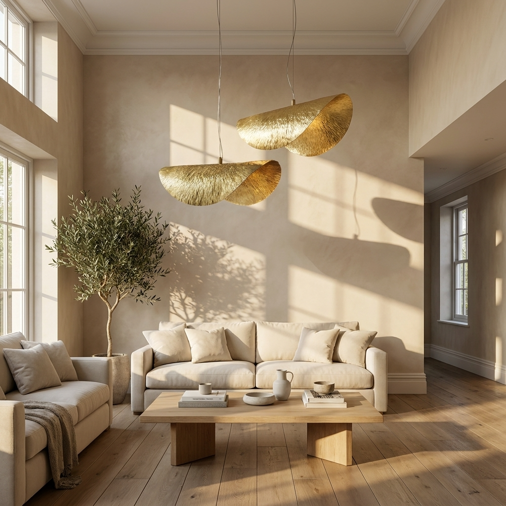 Japanese Copper Lotus Leaf Pendant Light