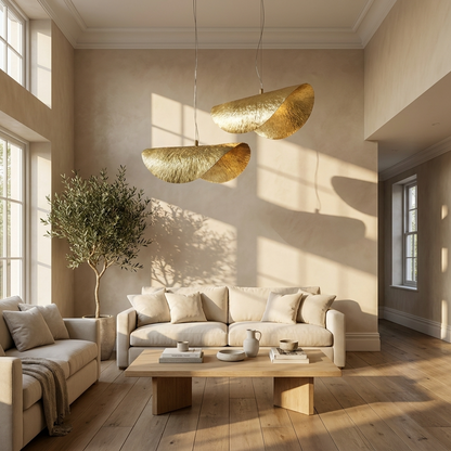 Japanese Copper Lotus Leaf Pendant Light