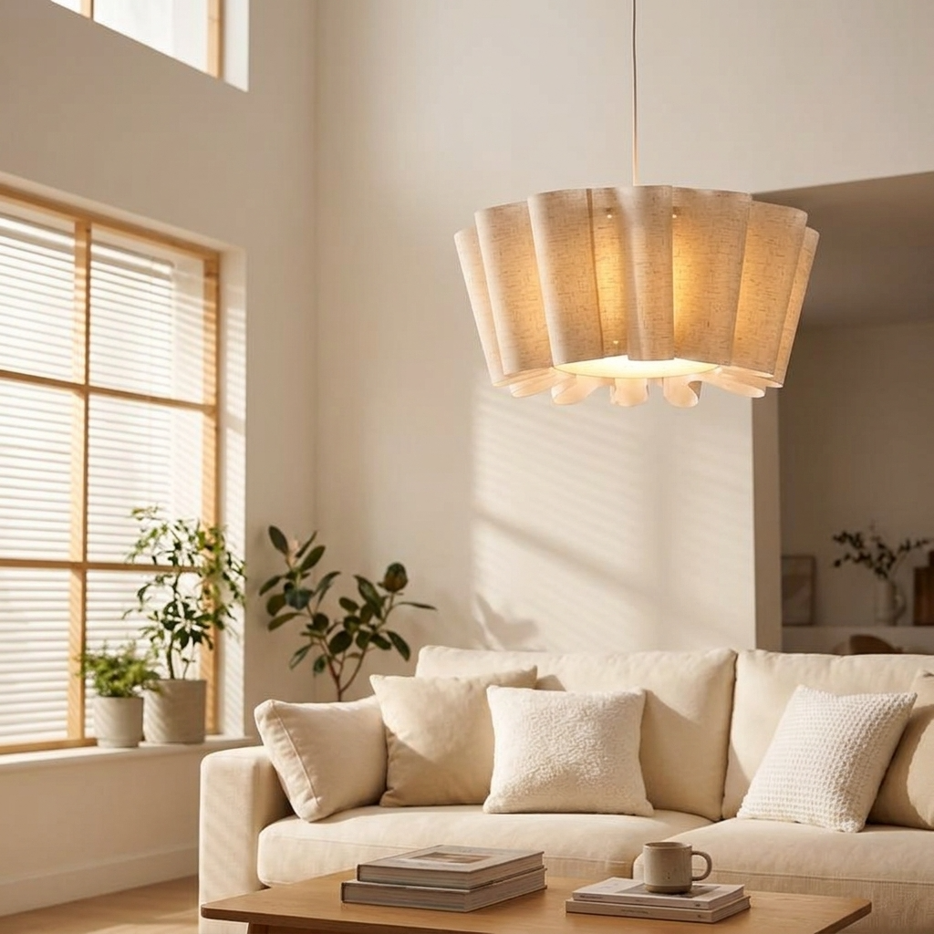 Japanese Pleated Linen Pendant Light