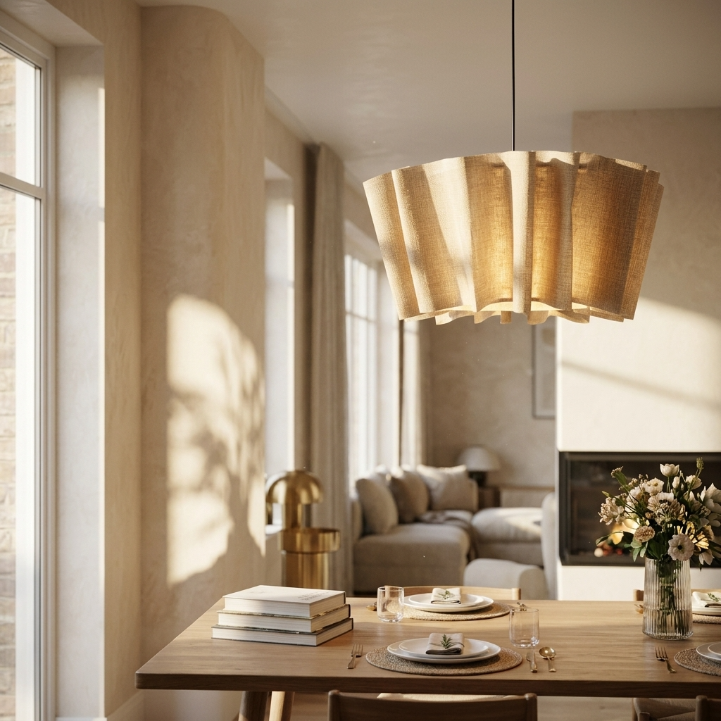 Japanese Pleated Linen Pendant Light