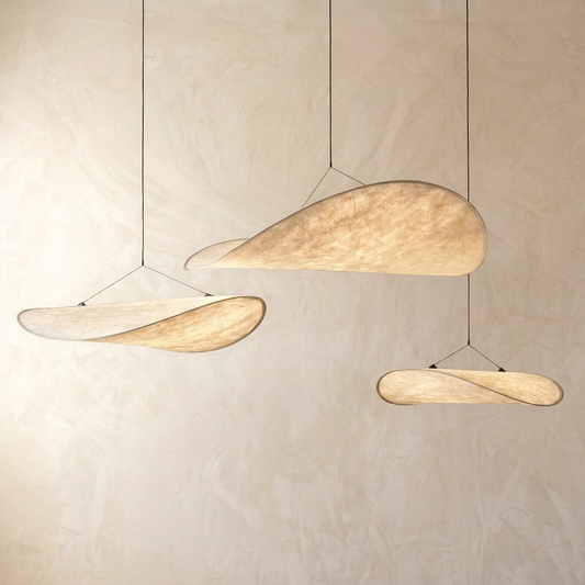 Japanese Silk Chip Pendant Light
