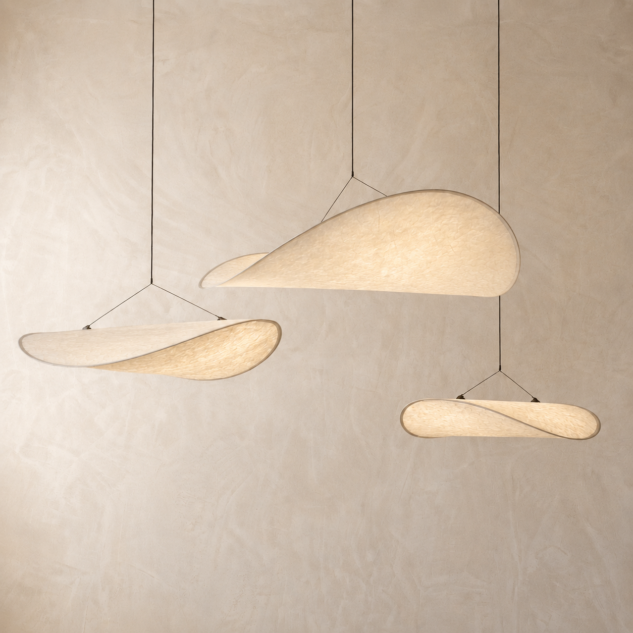 Japanese Silk Chip Pendant Light