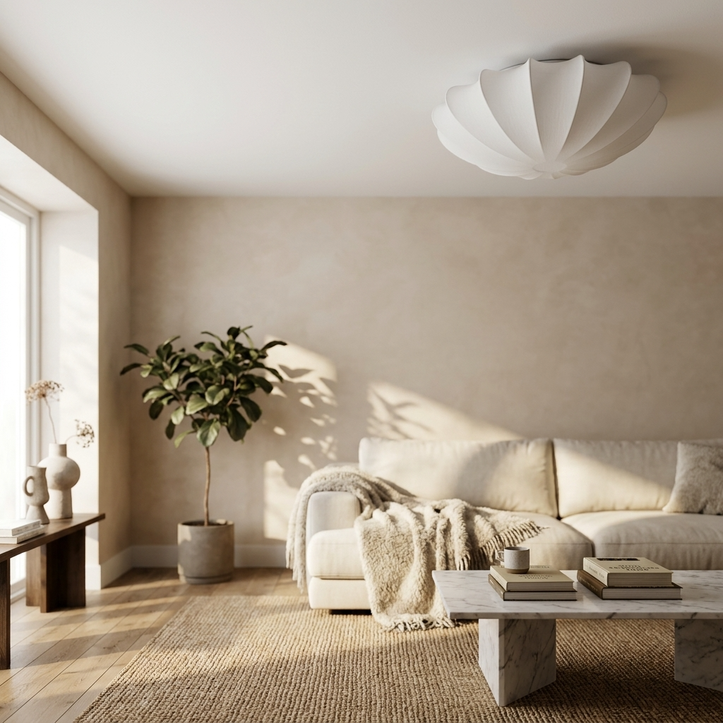 Japanese Silk Wabi Sabi Ceiling Light