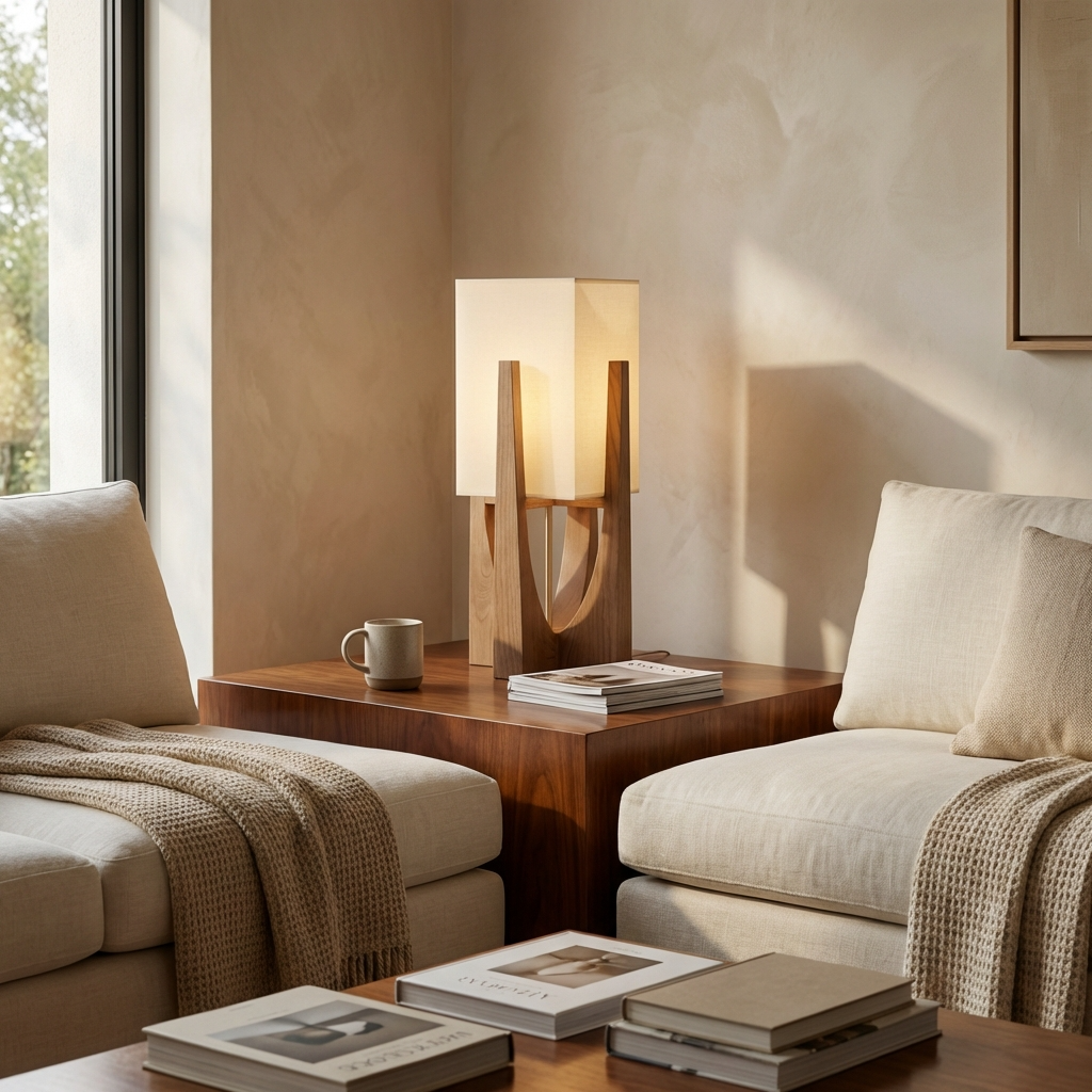 Japanese Solid Wood Wabi Sabi Table Floor Lamp