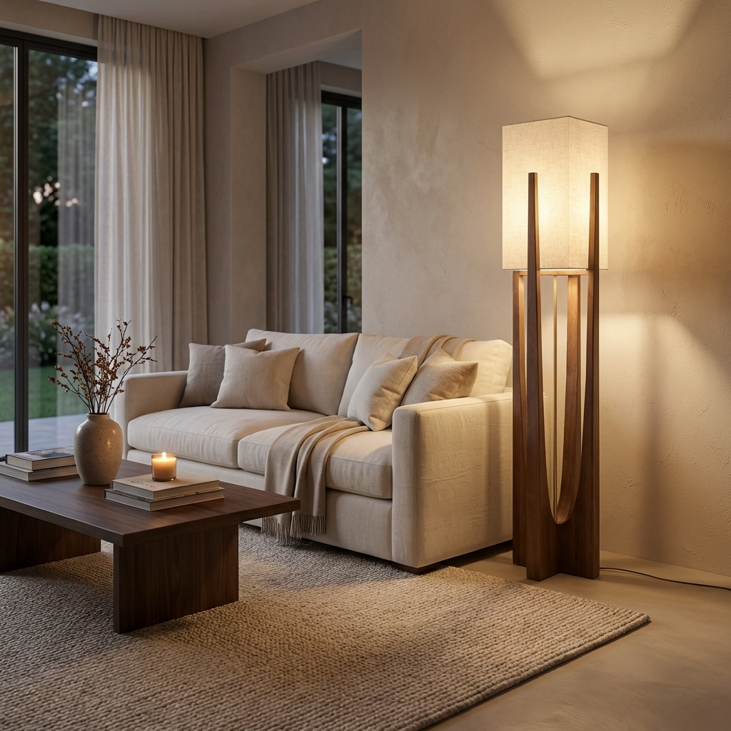 Japanese Solid Wood Wabi Sabi Table Floor Lamp