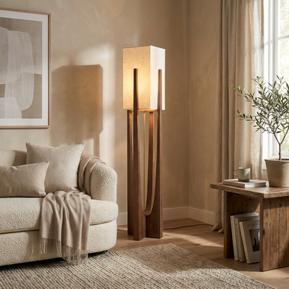 Japanese Solid Wood Wabi Sabi Table Floor Lamp