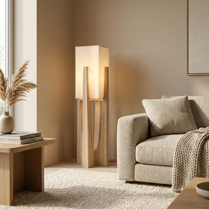 Japanese Solid Wood Wabi Sabi Table Floor Lamp