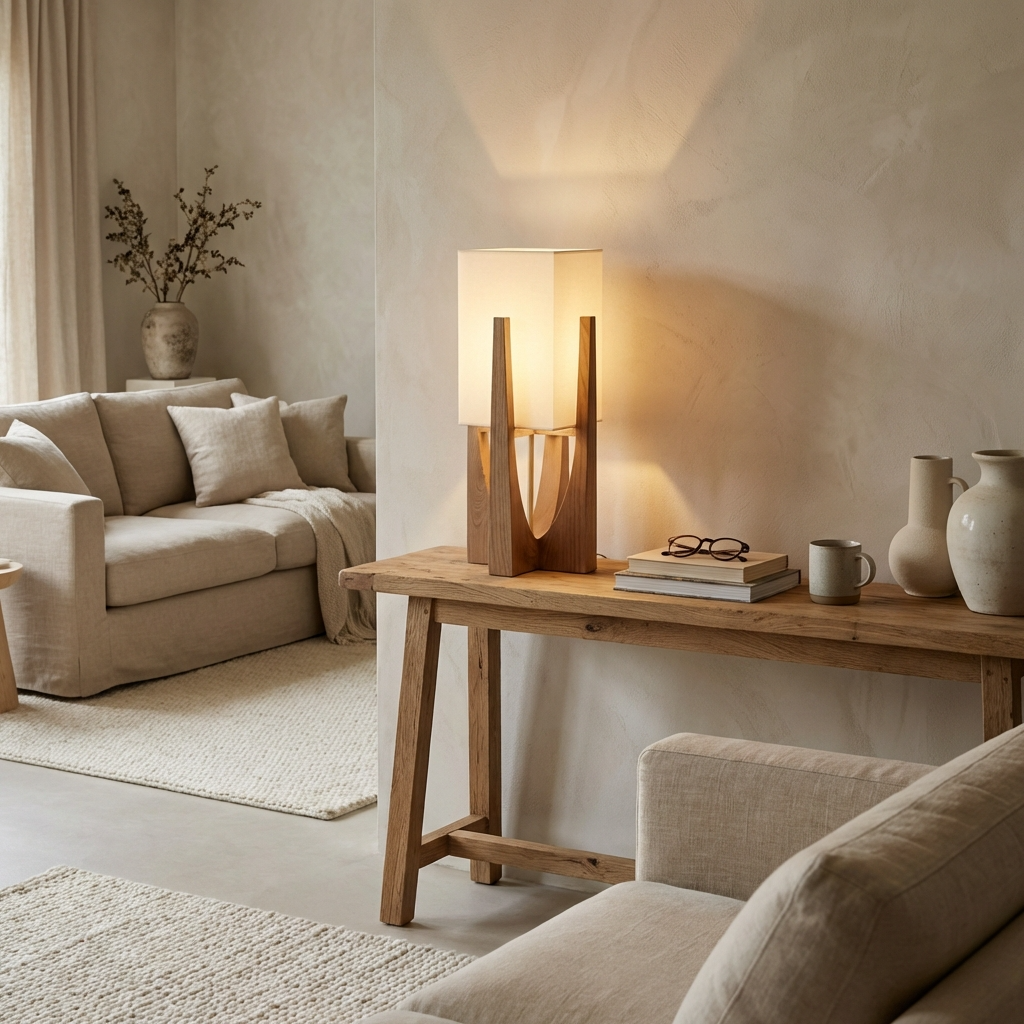 Japanese Solid Wood Wabi Sabi Table Floor Lamp