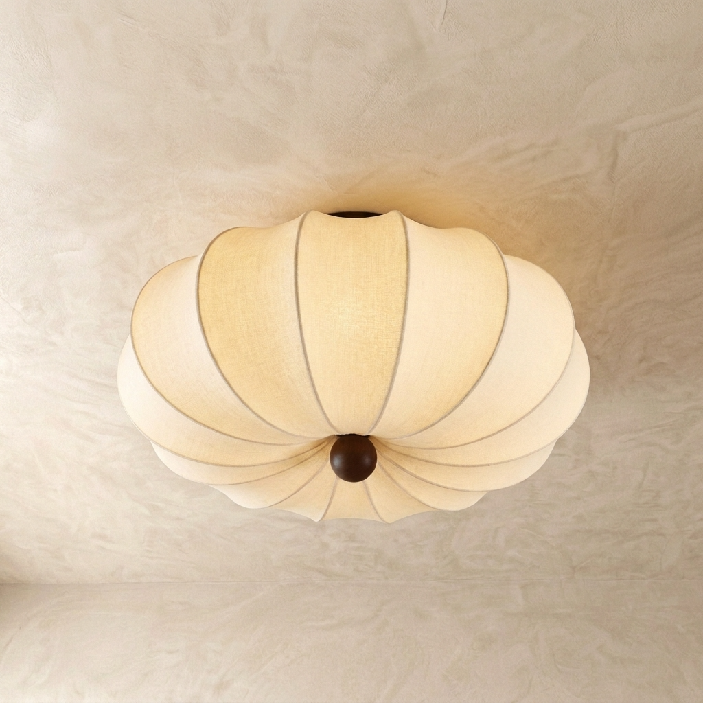 Japanese Vintage Fabric Curved Ceiling Light