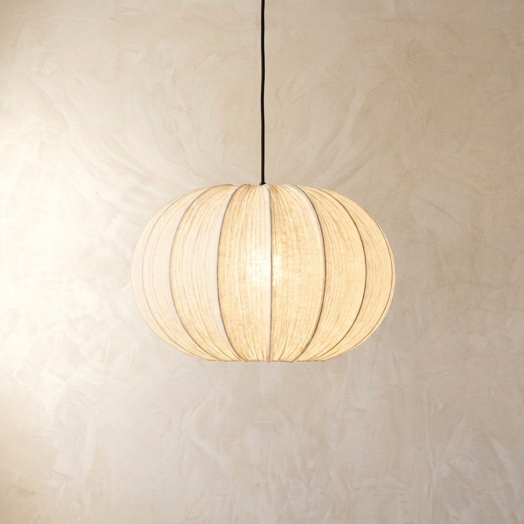 Japanese Wabi-Sabi Pleated Fabric Pendant Light