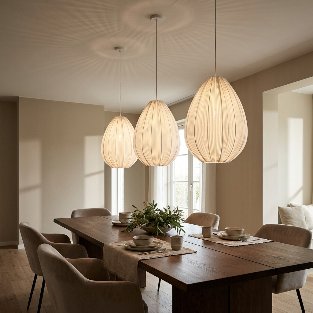Japanese Wabi-Sabi Pleated Fabric Pendant Light