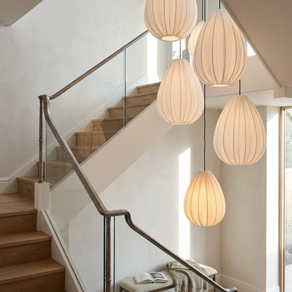 Japanese Wabi-Sabi Pleated Fabric Pendant Light