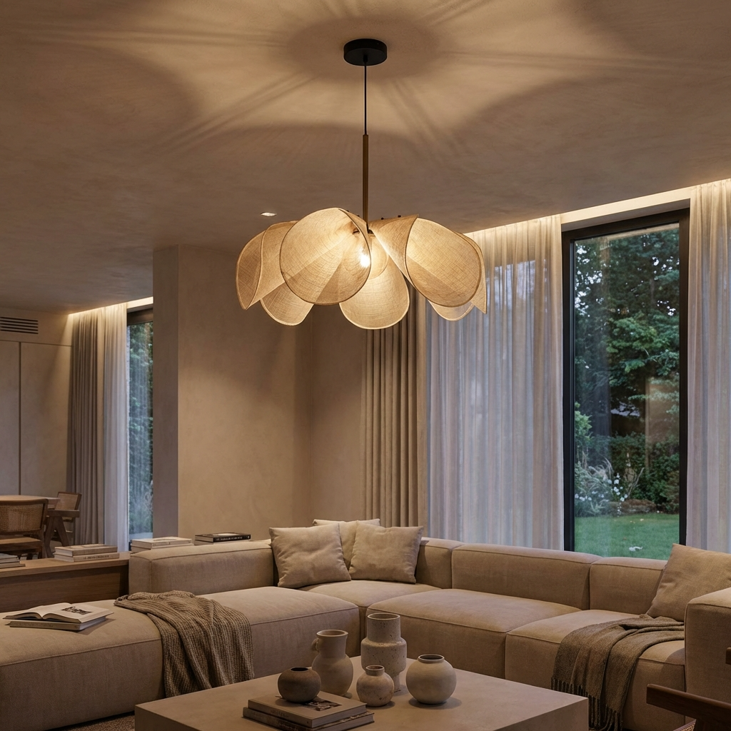 Japanese Wabi Sabi Flower Fabric Chandelier