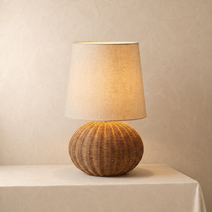 Japanese Wabi Sabi Handmade Rattan Table Lamp